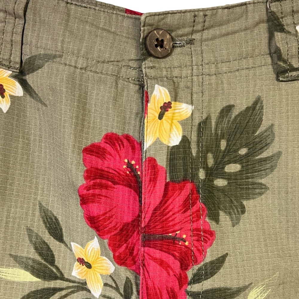 Havana Jack's Pants Cafe Size 10P Olive Green Tropical Floral Capris Boho Beach - Picture 6 of 9